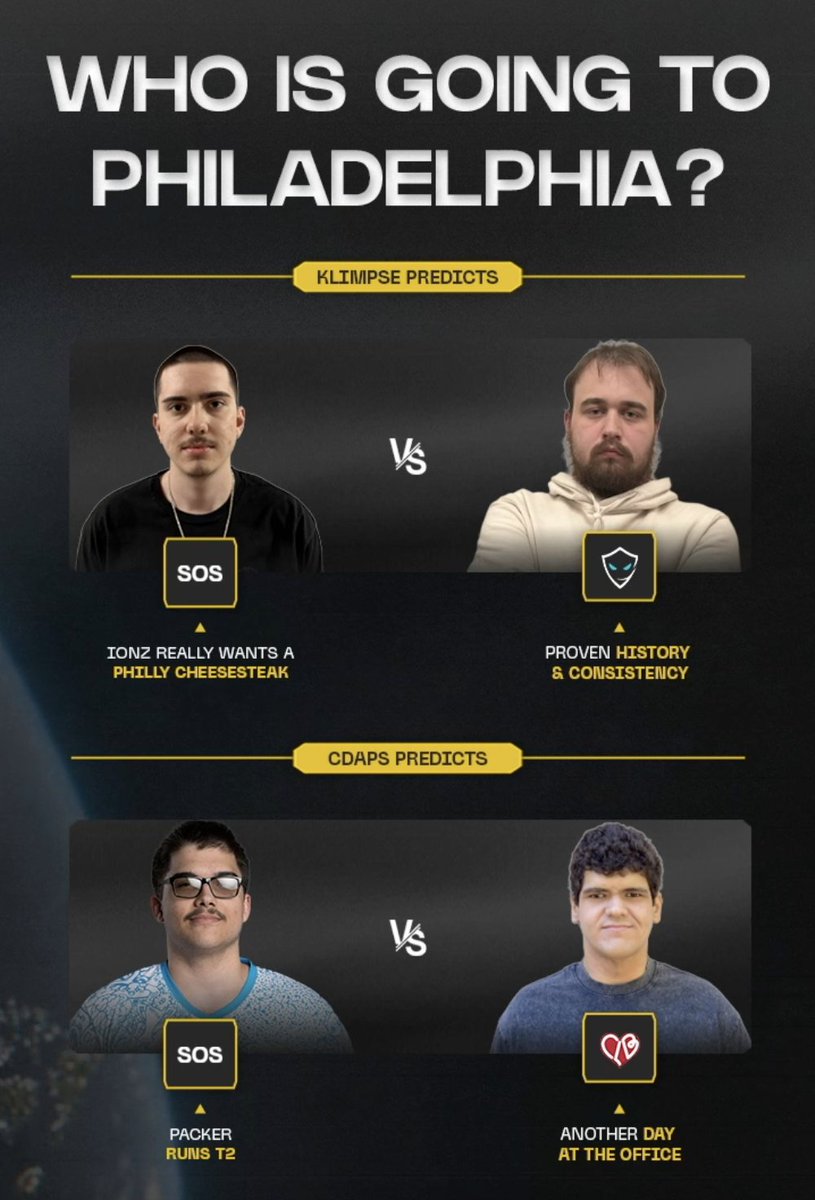 R6esportsNA's tweet image. Who y'all got going to Philly? 🛫

@klimpse &amp;amp; @CdapsR6 locked in their picks earlier today 👀