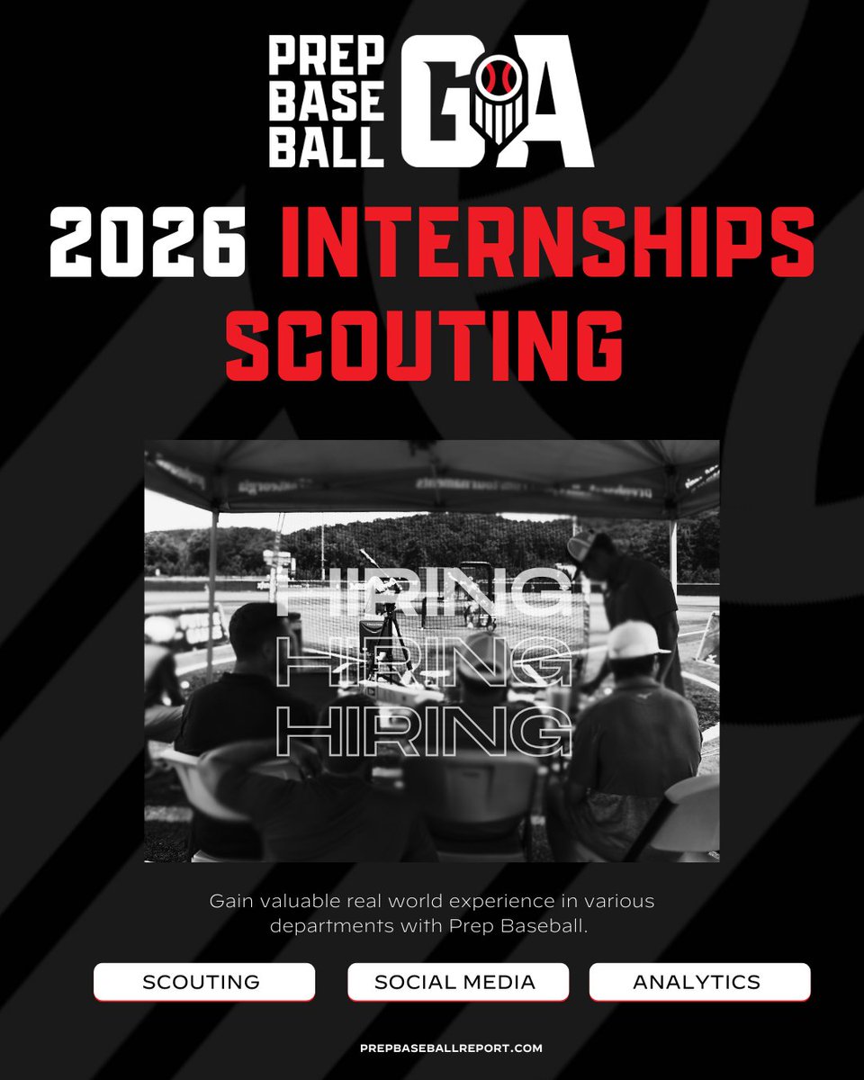 PrepBaseballGA's tweet image. 𝐏𝐫𝐞𝐩 𝐁𝐚𝐬𝐞𝐛𝐚𝐥𝐥 𝐆𝐞𝐨𝐫𝐠𝐢𝐚 𝐒𝐜𝐨𝐮𝐭𝐢𝐧𝐠 𝐈𝐧𝐭𝐞𝐫𝐧𝐬𝐡𝐢𝐩 🍑

+ We are looking for spring scouting interns to kick off 2026 in the Peach State. Email resume to hudson@prepbaseball.com or follow the link below to apply. ‼️‼️

🔗 loom.ly/S2Hom34