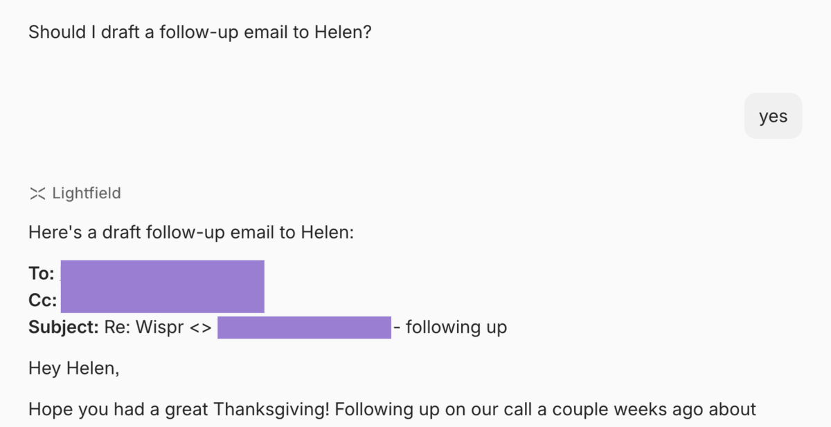 marcusychua's tweet image. .@lightfld leading its generated email by wishing my prospect a happy thanksgiving, unprompted

pure class