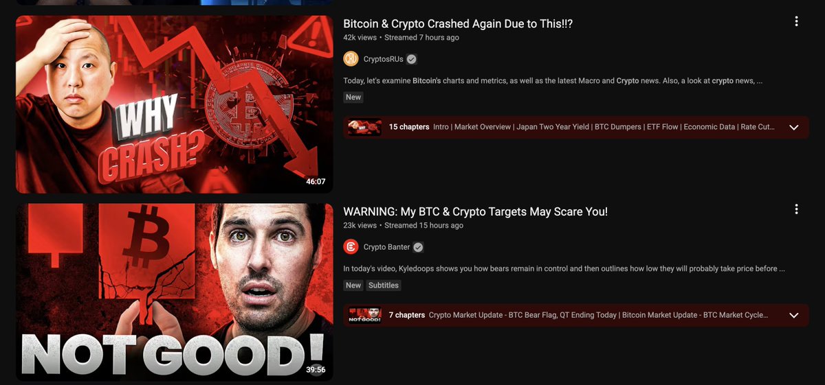 暴落やコインの推奨を煽るセンセーショナルな暗号通貨系YouTubeサムネイルのコラージュ