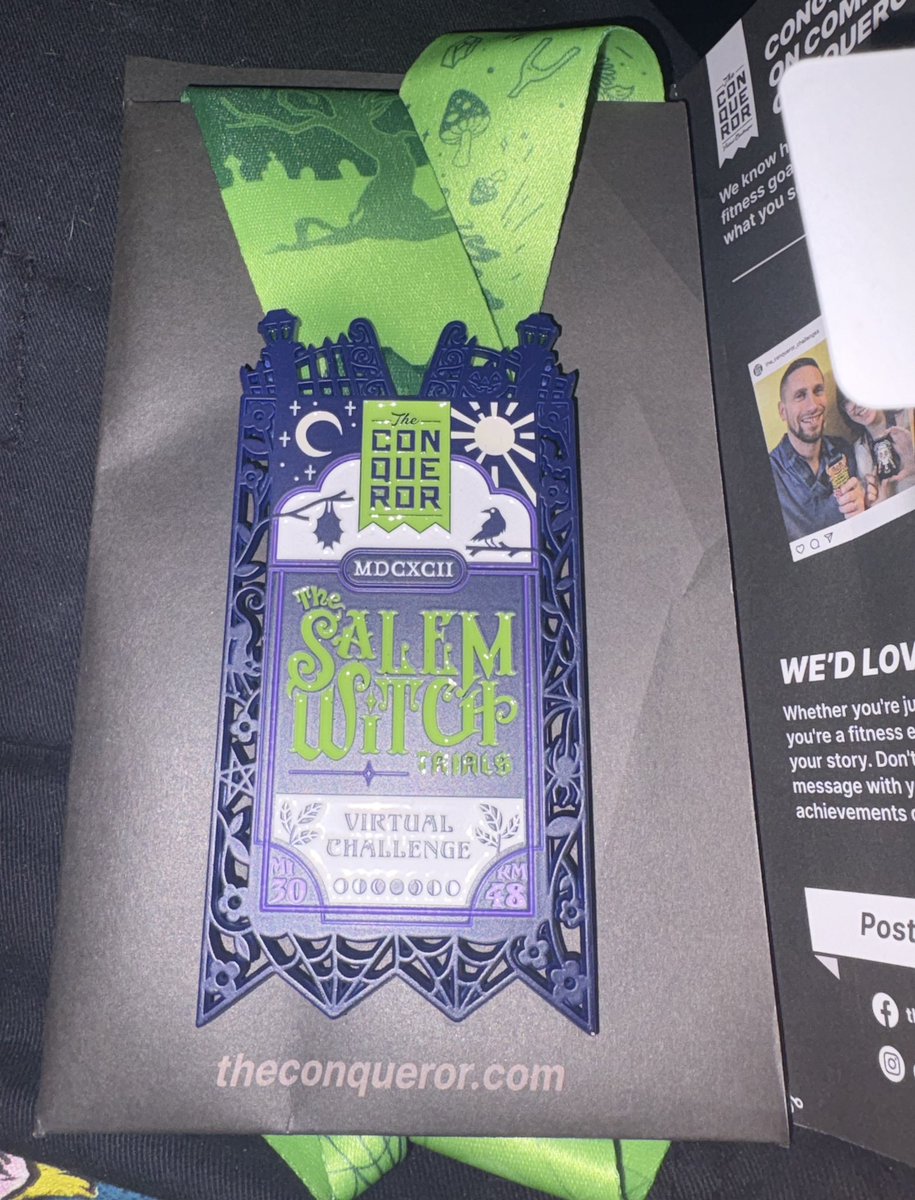 Trilsettum's tweet image. Got my second medal in from The Conqueror Challenge! 30mi Salem Witch Trials 🔥 #theconquerorchallenge