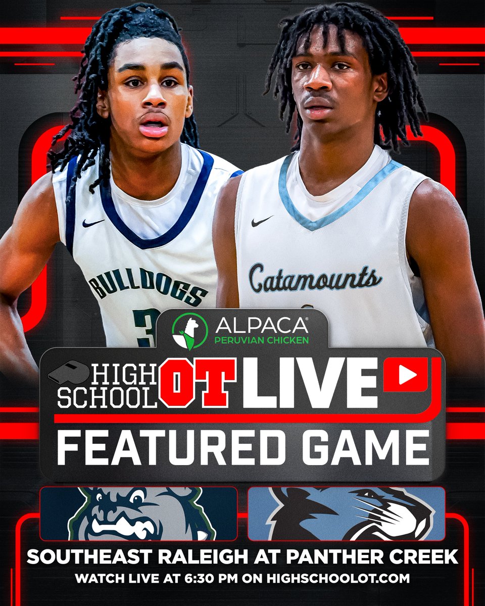 Tomorrow night is HighSchoolOT's first featured basketball broadcast of the winter, presented by Alpaca Peruvian Chicken.

Panther Creek's undefeated boys team hosts Southeast Raleigh. Join us live at 6:30 PM for all of the action.