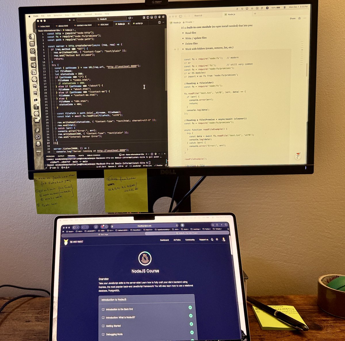 deepc98's tweet image. Built a tiny HTTP server from scratch:
• Core modules: http, fs, path
• Routes for /, /about, /contact-me
• async/await with proper 404s

Turning notes into shipped code.

#NodeJS #buildinpublic #100DaysOfCode
