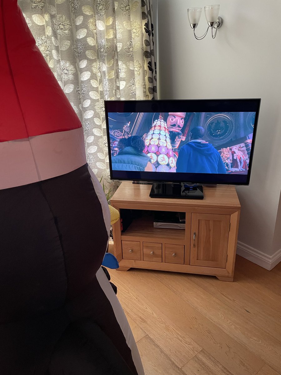 SchoolLaneXmas's tweet photo. Another normal day, a 6’ inflatable penguin watching Christmas films after they’ve had a transplant to repair a broken lung. 3 of the 5 inflatables ready for the start of the season… https://t.co/03BeRPdIgk