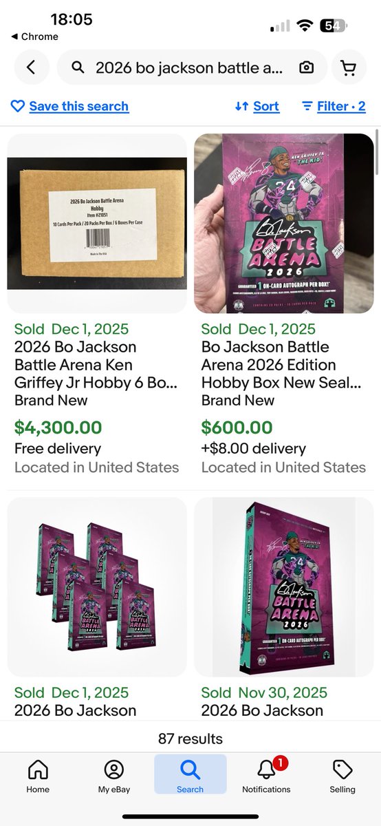 CardzMajor's tweet photo. I have 2 hobby boxes of the new 2026 Bo Jackson Battle Arena available. $575 each or take both for $1100 G&amp;S. 
#sportscards #collect #thehobby #bojackson #battlearena https://t.co/EHTiqUFTys