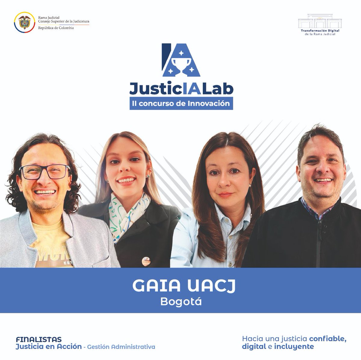 judicaturacsj's tweet photo. 🏅Finalista #GAIA
📍 Bogotá
Esta iniciativa promete transformar tutelas en la Unidad de Administración de Carrera Judicial. De hojas Excel a una APP con IA, que facilita radicación, asigna automáticamente y genera alertas clave. ¡Innovación que agiliza!
#JusticIALab
2/4 🧵 https://t.co/efGnce77zu