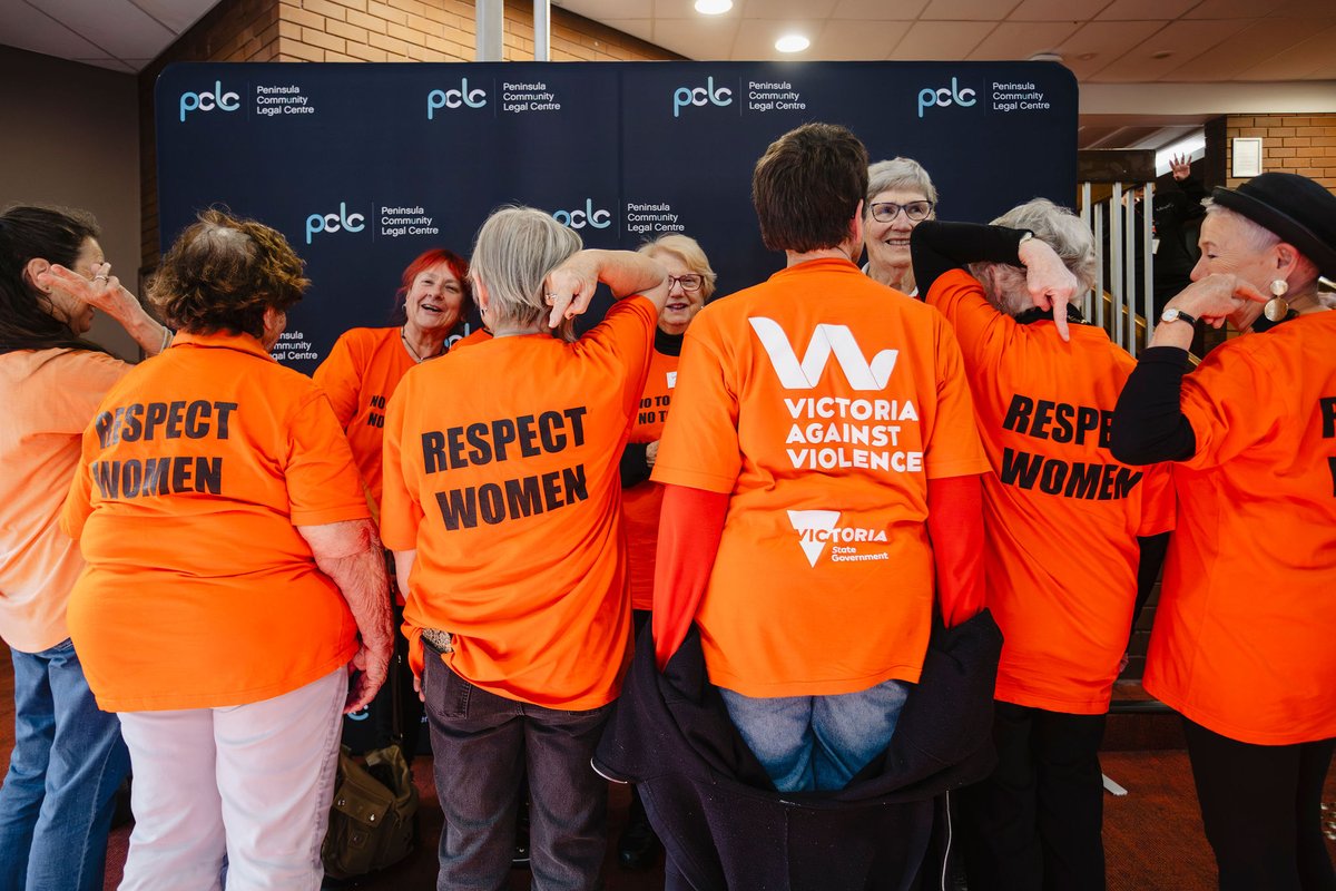 As part of the #16Days of Activism Against Gender-Based Violence, PCLC partnered with Red Stitch Theatre to launch PCLC's youth play on coercive control, 'On The Ropes'. The Southern Women's Action Network (SWAN) ladies came to support. And they kept the message very simple ...