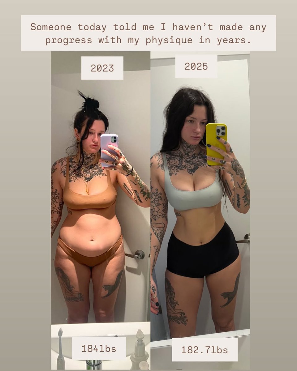 tismpump20's tweet photo. This is what happens when you:
1. lift heavy 2. prioritize sleep 3. eat protein ( just under 2lbs of weight difference between these photos ) https://t.co/Zgkku2qTll