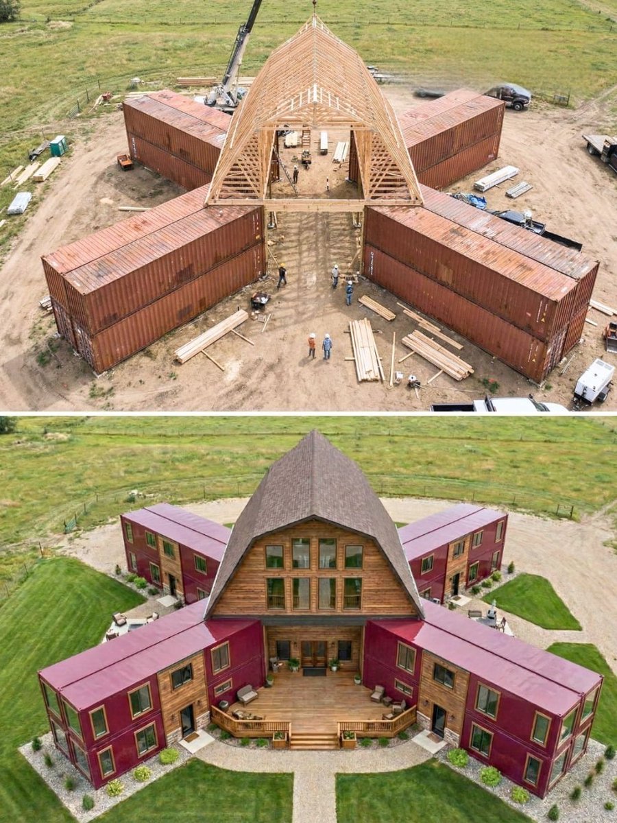 TaraBull's tweet image. Jaw-Dropping Mega-Mansion: 16 Shipping Containers Form 7,000+ Sq Ft.

𝕏 Shaped Fortress