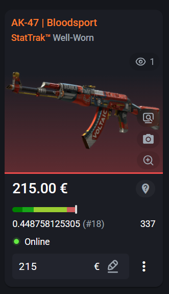 BadLander2k's tweet photo. Can someone just buy my AK Bloodsport pls? I need to get gloves to match my new knife.

Its the cheapest Well Worn ST ak on Float https://t.co/Xvb6NMXstF