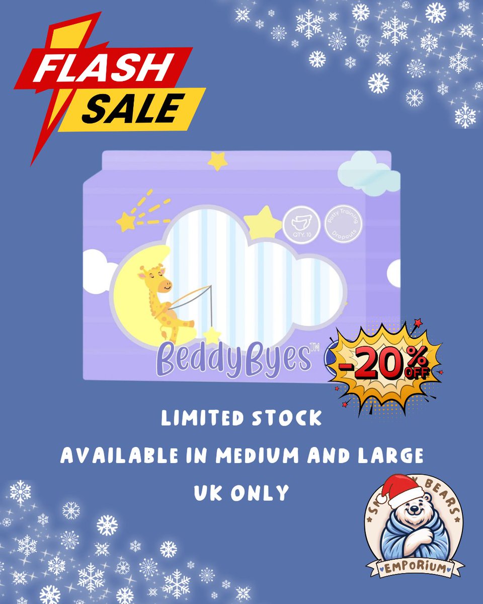 FLASH SALE! 🚨
PTD’s BeddyByes SAMPLE PACKS (2 per pack) are now 20% OFF! 😴💤

Available in Medium &amp; Large — very limited stock, so be quick!
Shop now: SnugglyBearsEmporium.com

#ABDL