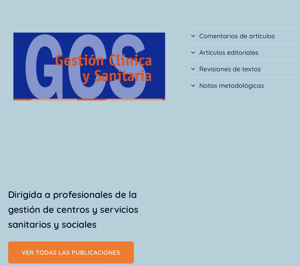 gacetasanitaria's tweet photo. Vuelve GCS-Gestión Clínica y Sanitaria, ahora en formato digital.
La revista con comentarios de artículos de investigación potencialmente útil para tomar decisiones que contribuyan a la mejora de la atención y la organización sanitaria.
Accesible en: https://t.co/58JzEGdMLj https://t.co/57MR2pCTFv