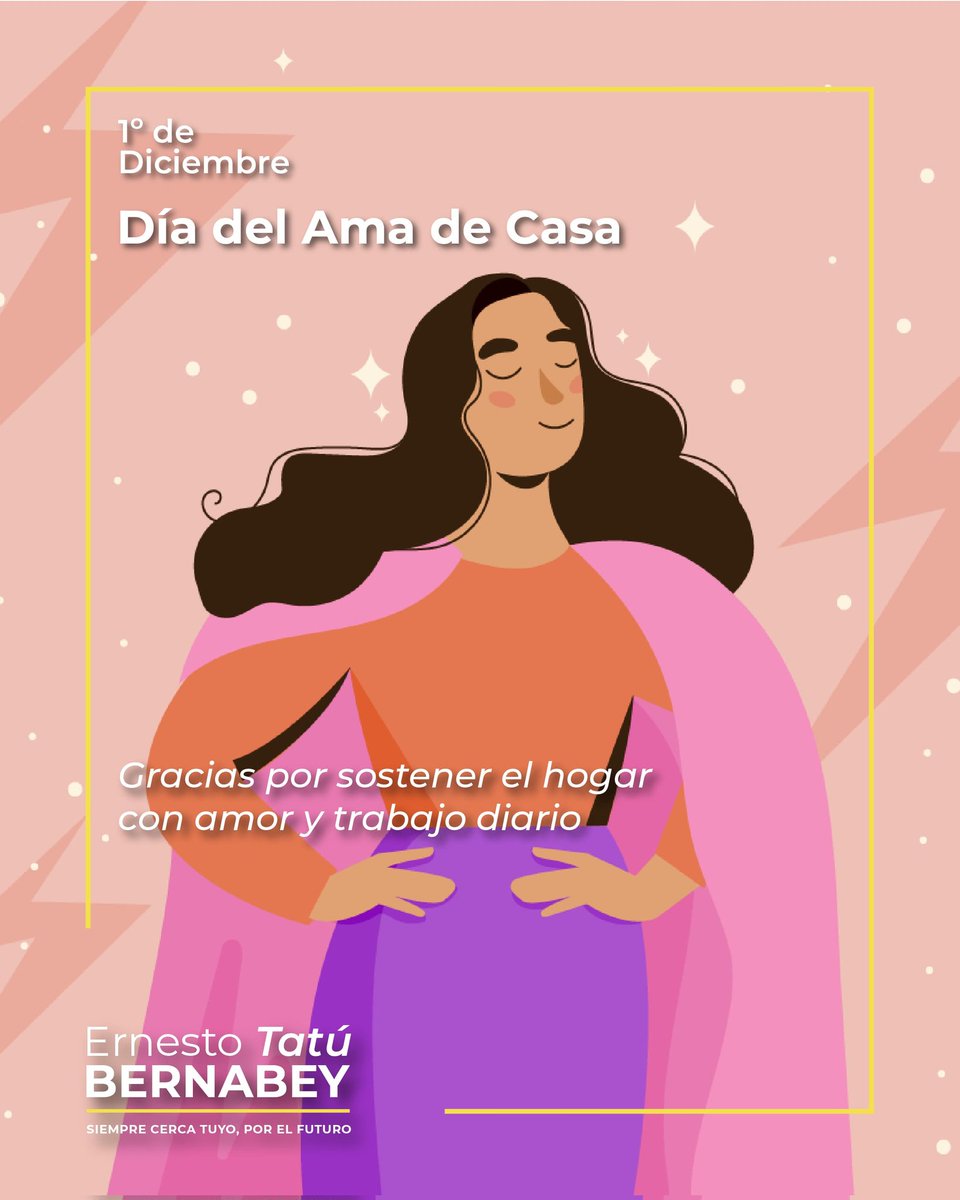 ebernabey's tweet photo. 1º de diciembre – Día del Ama de Casa

Hoy reconocemos el trabajo esencial que miles de mujeres realizan cada día en sus hogares: un rol históricamente invisibilizado y mayoritariamente no remunerado, pero fundamental para el bienestar de cada familia. https://t.co/GD0CvQsHGB