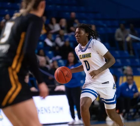 Palestine's own Lay Fantroy recorded a double-double, helping Delaware secure a win. Find out how the former Ladycat is excelling on the court: tinyurl.com/3c7ev6ak