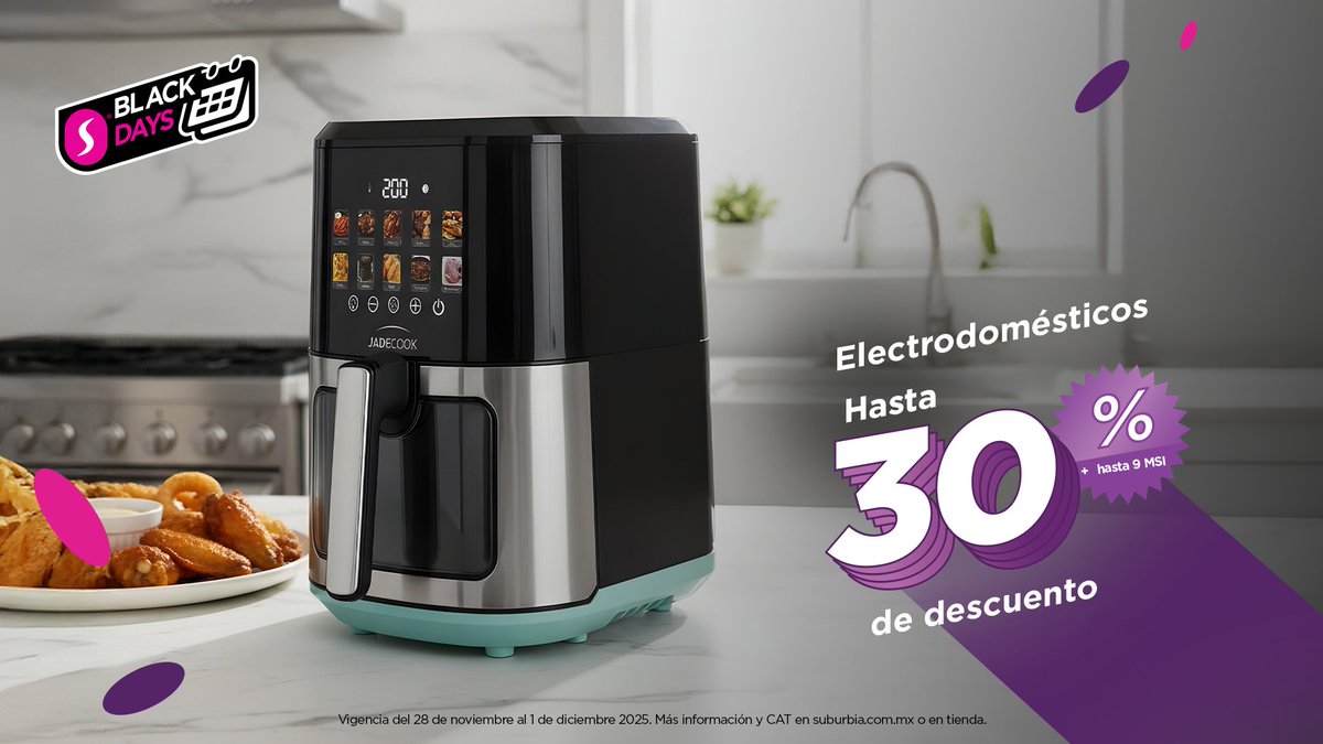 Tu cocina, más práctica y moderna ✨ ¡Aprovecha el último día con hasta 30% de descuento y hasta 9 MSI en electrodomésticos! 
AQUÍ: suburbia.onelink.me/uDOC/lhma871t