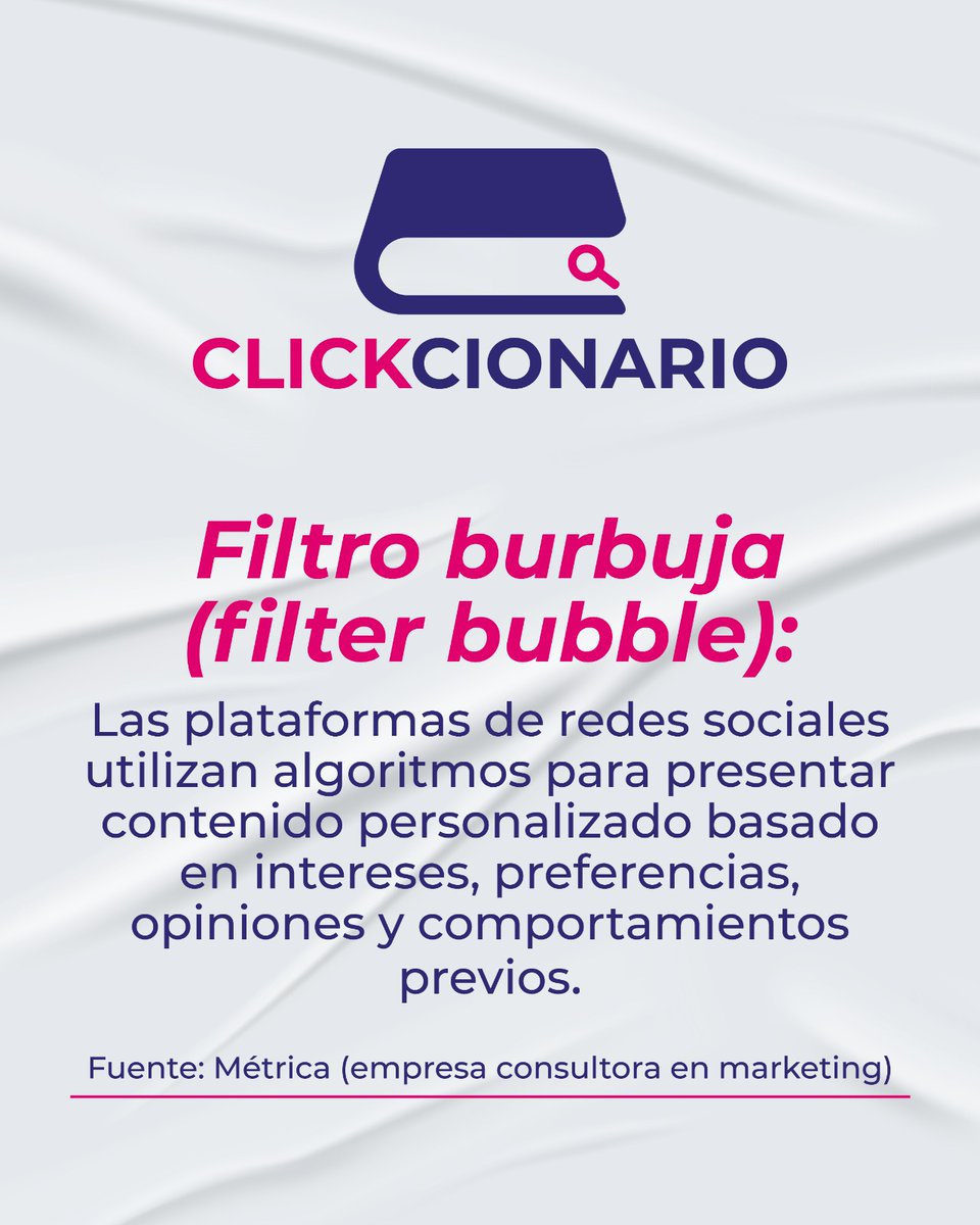 ClickConsciente's tweet image. En el mundo digital los algoritmos te dan lo que quieres, pero te niegan lo que necesitas: diversidad de ideas. Esta es nuestra palabra del #Clickcionario: “Filtro Burbuja”.
#FilterBubble #DopaminaDigital #Algoritmos #ClickConsciente #TecnologíaConsciente