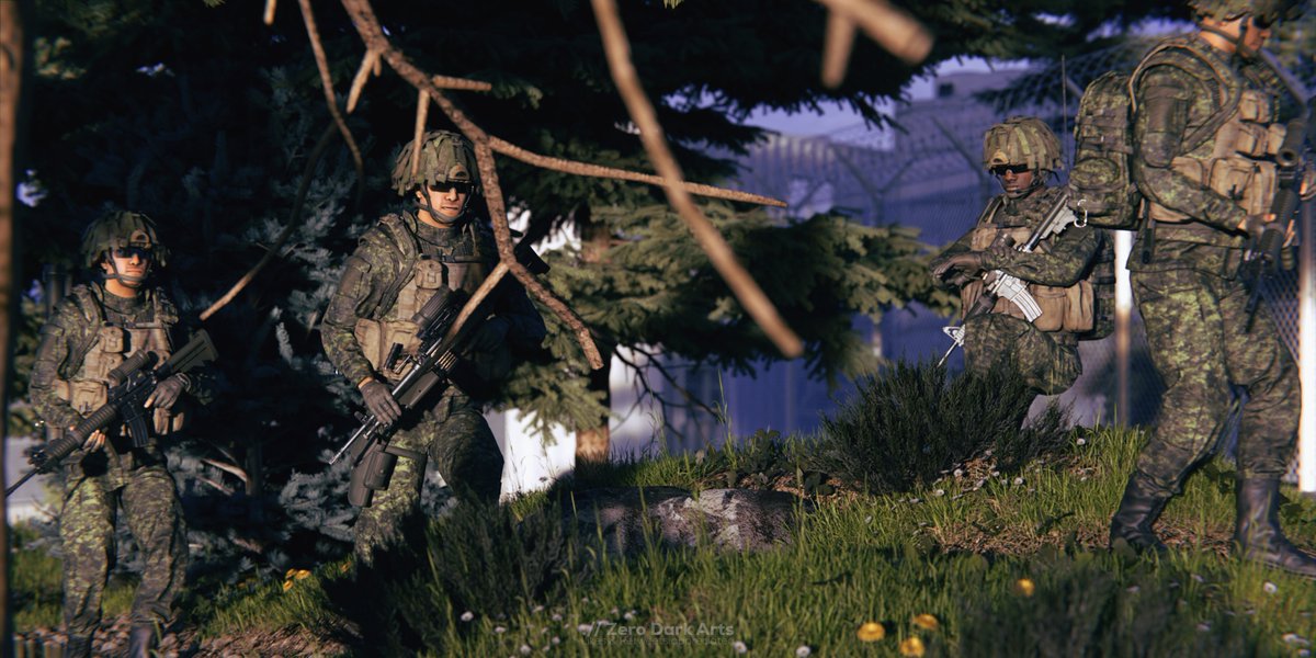 RealOscarMike's tweet photo. :// Canadian Troops move through the woods during Operation Stalwart Guardian.

#CADPAT #Military #Blender #soldiers https://t.co/b5SSx8LYvR