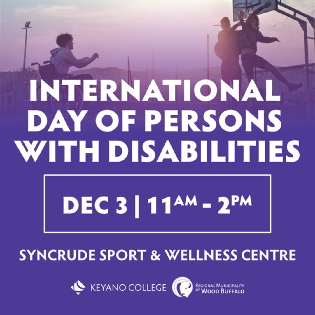 keyanocollege's tweet image. Join us on Dec 3 at the Syncrude Sport and Wellness Centre for a session on inclusive design and barrier-free access. Events run from 11 a.m. -1 p.m. and include a presentation, refreshments, a CNIB workshop and an Art for Social Change tour.Free — open to all.