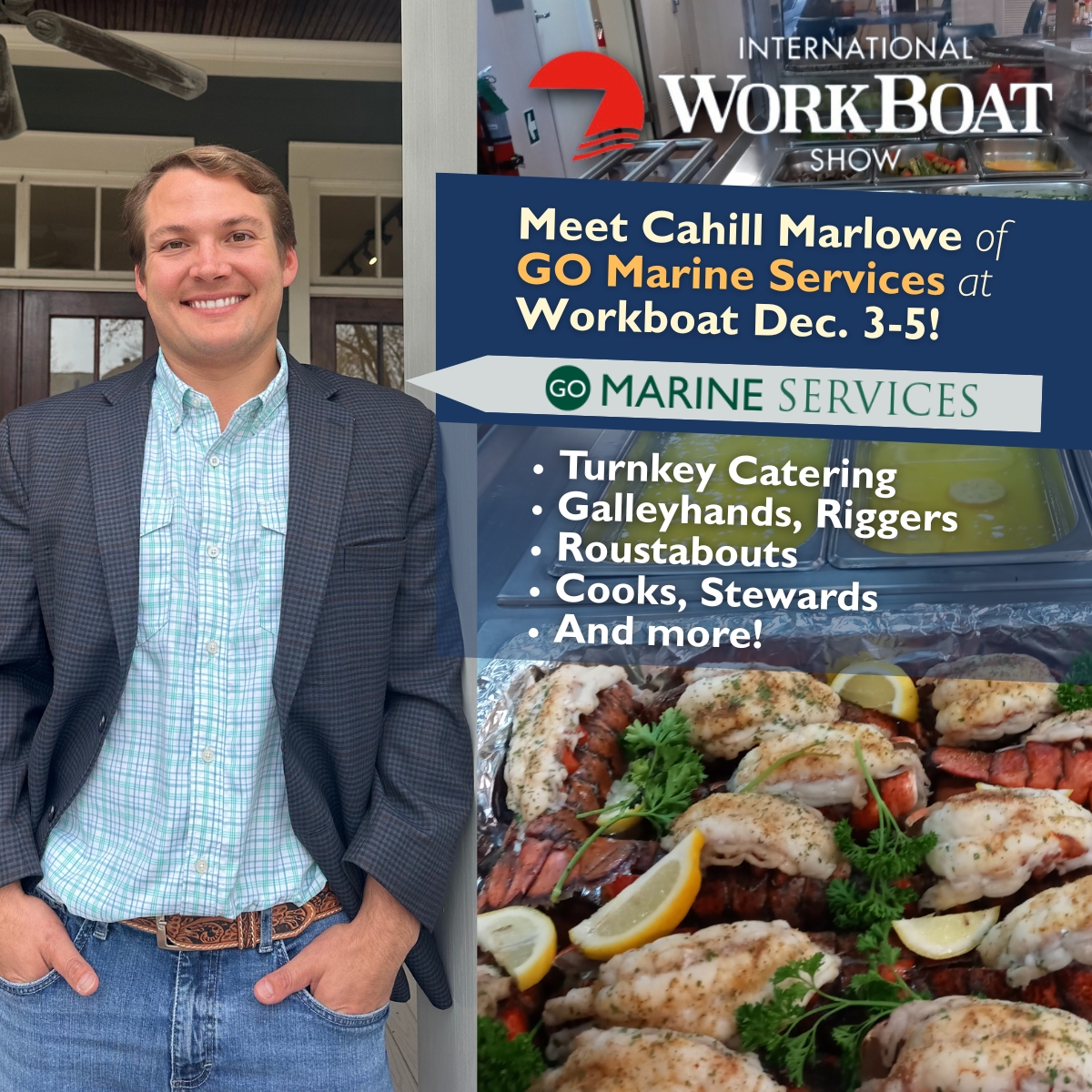 If you're going to <a href="/WorkBoat/">WorkBoat</a> (Dec. 3-5) in #NewOrleans, be sure to say hello to GO Marine Services Sales Manager Cahill Marlowe!

GO Marine Services is a premier provider of services to the offshore maritime industry.

GOMarineServices.com

#Workboat ✅ workboatshow.com