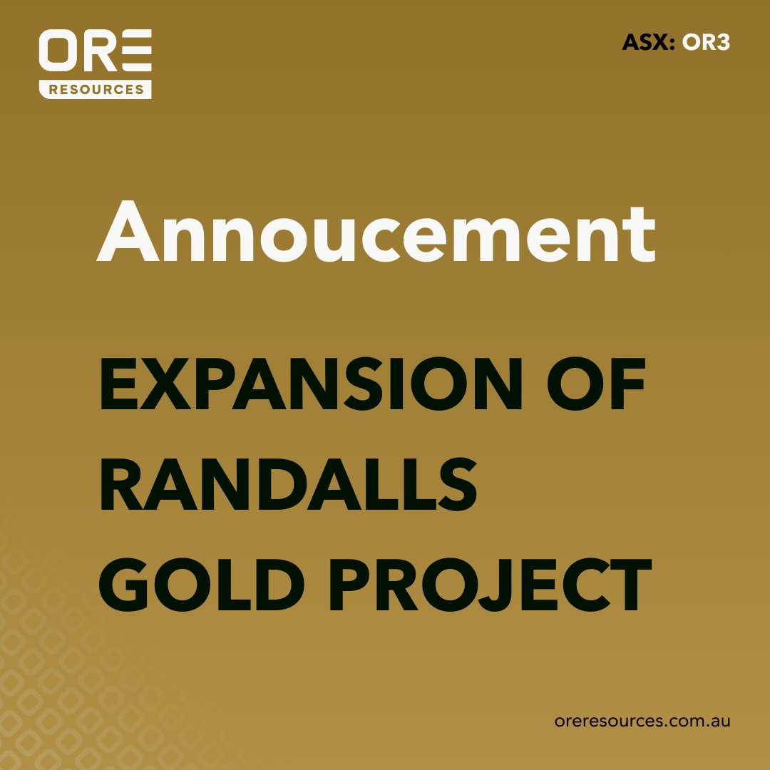 OR3_Limited's tweet image. Ore Resources Ltd (ASX: OR3) has expanded its Randalls Gold Project footprint, executing an option agreement to acquire tenement E25/660, adding a further 77.5km² of highly prospective ground directly contiguous to the southern Randalls tenure.

This acquisition increases the…