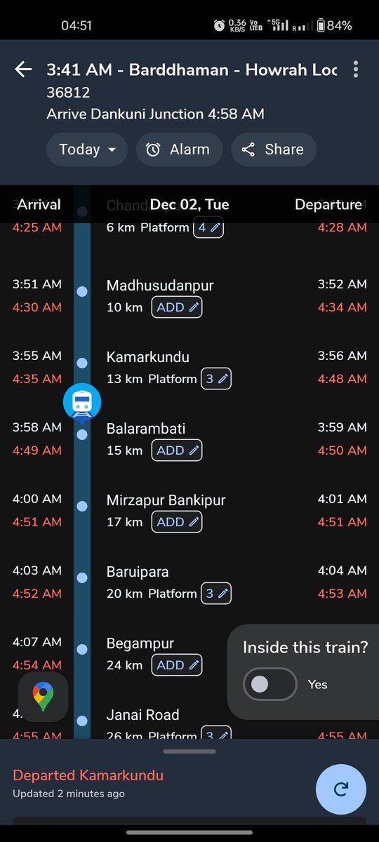 bag_debdip's tweet photo. @EasternRailway 
Today my Railway Exam,centre at Budge Budge.
Today BWN-HWH cord line local train no 36812(departs at 3.42am)train is too late(1hr)so I missed the DKAE-SDAH  local.
I hope I won't be able to reach the exam centre on time.
Who will take responsibility for this? https://t.co/igbuQEm9rT