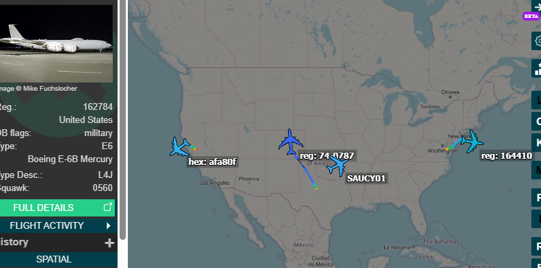 SoIL_Ops's tweet photo. US STRATCOM suspense as x3 E-6B TACAMO and E-4B NAOC "Nightwatch" aircraft take to the darkening skies above CONUS... #USAF #USNavy #StrategicSignal #Military #OSINT #Ohhhsnizzle https://t.co/swJQVwowLc