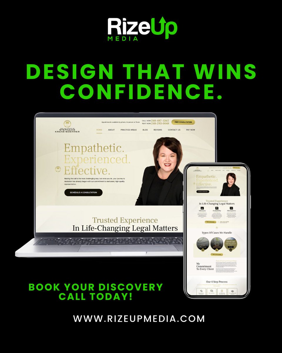 rizeupmedia's tweet image. A strong first impression starts with your website. We build designs that show credibility, capture attention, and motivate contact. See our process: rizeupmedia.com/services/websi…  #LawFirmWebDesign #DigitalPresence #ConversionDesign