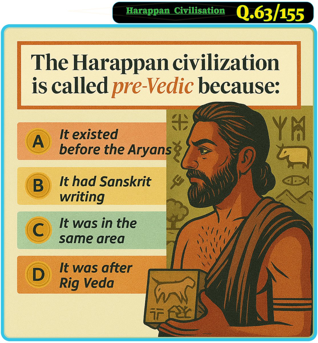 edusimplify's tweet image. 10. The Harappan civilization is called pre-Vedic because:  #UPSCPrelims2026 #PCS #CompetitiveExams #UPSCstudymaterials