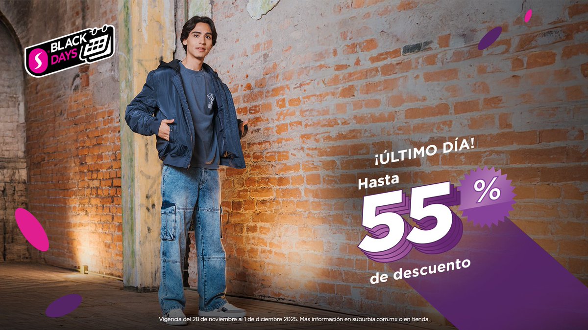 Se va, se va… ¡HOY terminan los Black Days! 🖤💜 
Compra YA: suburbia.onelink.me/uDOC/2snrkzxg