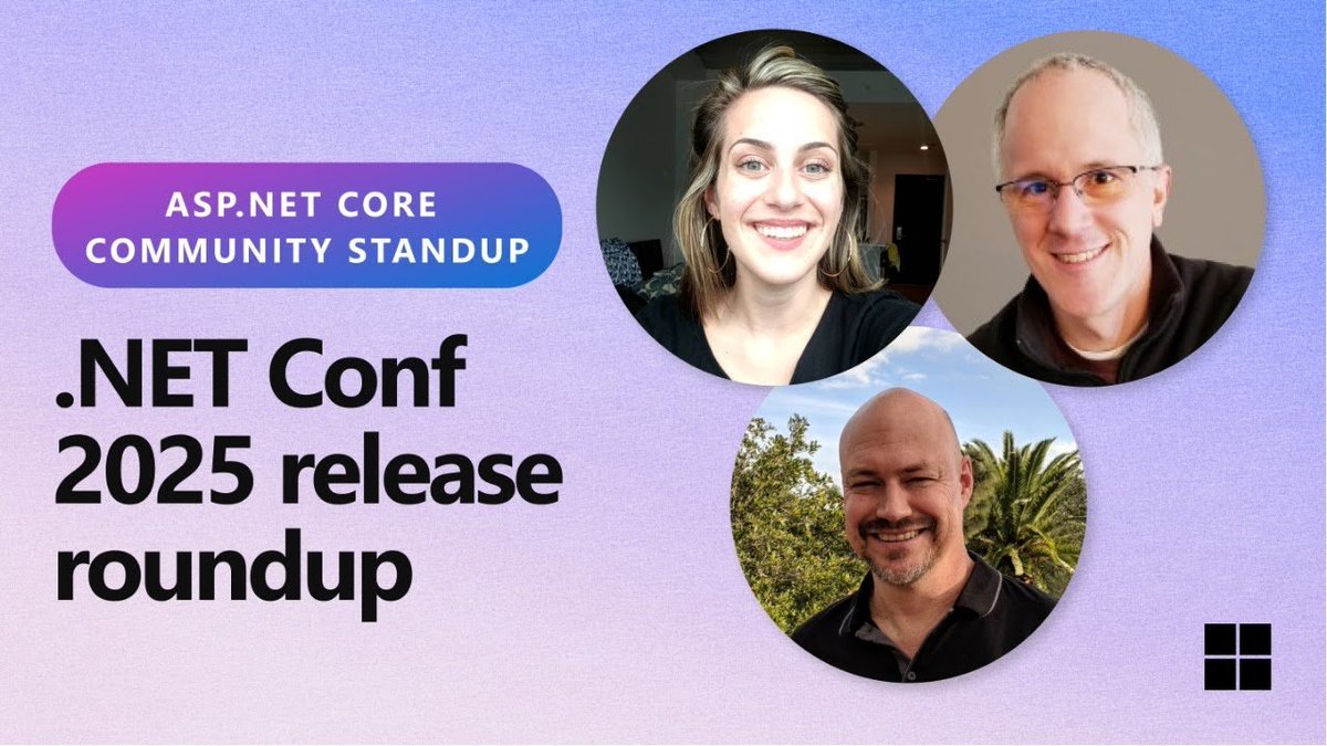 aspnet's tweet image. TODAY at 12PM PT... Join us for a roundup of the latest release highlights for .NET web developers from .NET Conf 2025. .NET 10, Aspire 13, and Visual Studio 2026! Yee-haw! 🤠 msft.it/6018tXywg