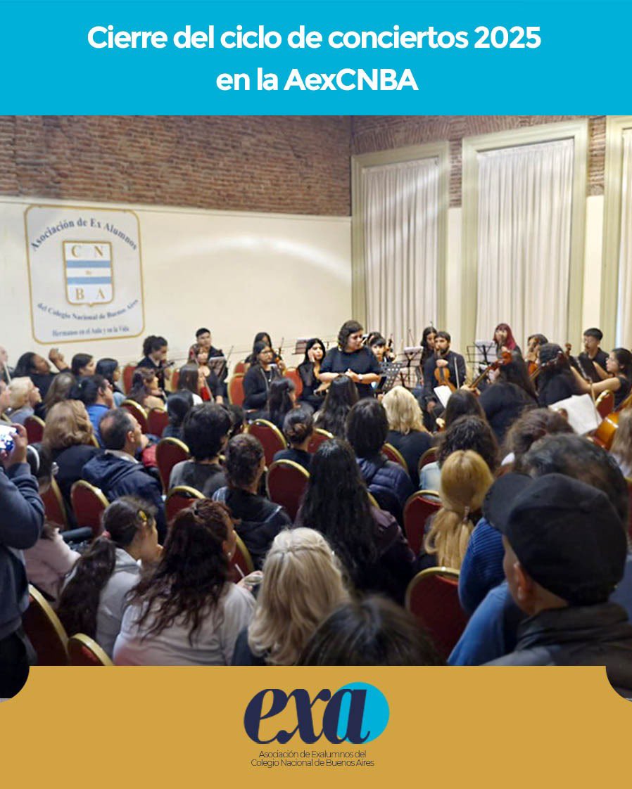 aexcnba's tweet photo. El sábado 29/11, la orquesta académica del CNBA realizó el cierre del ciclo de conciertos 2025 en la sede de la @aexcnba. https://t.co/mZkSW6WVrT