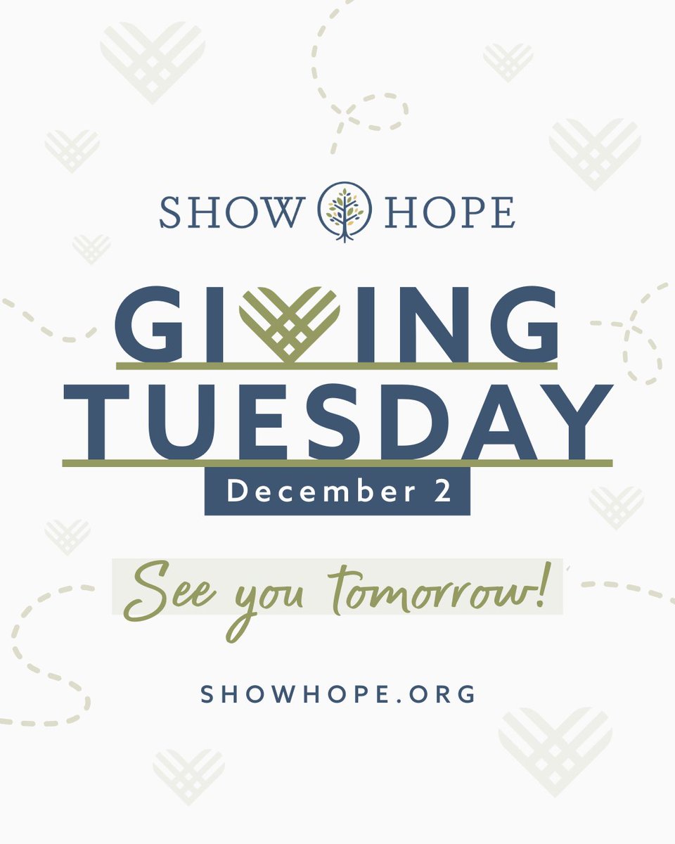 ShowHope's tweet photo. 1 Day. $50,000.

Tomorrow is Giving Tuesday, and we have a goal of raising $50,000! And when we do, we’ll unlock a $50,000 matching gift for a total of $100,000!

We’d be so grateful if you’d join us! ➡️ https://t.co/jVIf1P9Bsm

#GivingTuesday #GiftsofHope #ShowHope https://t.co/B2aqCzxl4Z