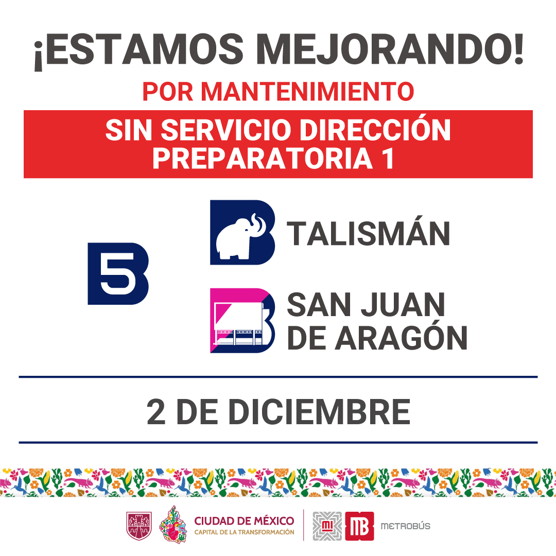 MetrobusCDMX's tweet photo. ⏰ ¡Recuerda!

👉Estas son las estaciones de Metrobús que hoy martes 2 de diciembre  y mañana miércoles 3 de diciembre no brindan servicio por trabajos de mantenimiento. 🚧🫡

Más información en 📲
https://t.co/oU8f4FfUQ6 https://t.co/dIn7XOq43s