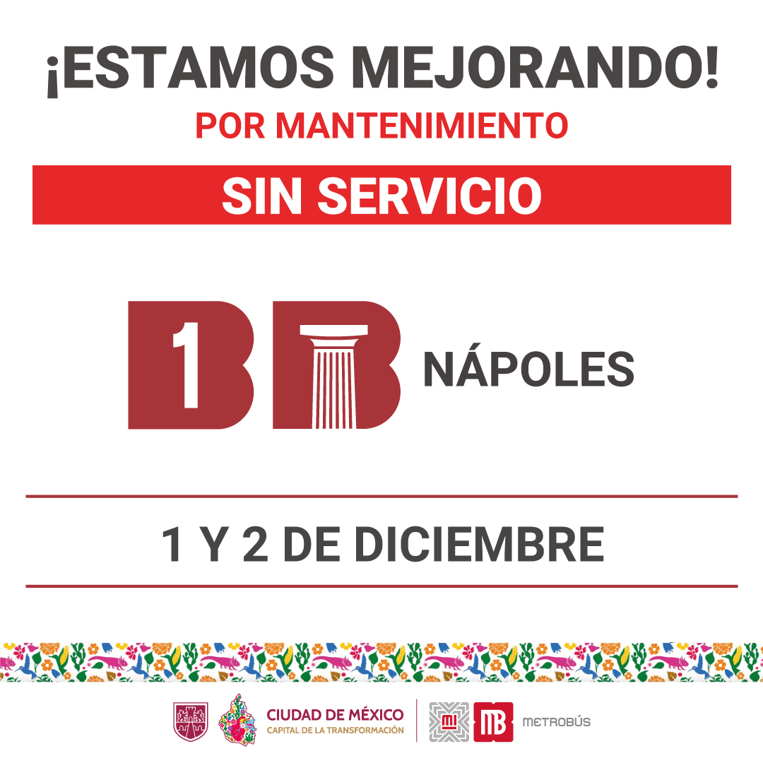 MetrobusCDMX's tweet photo. ⏰ ¡Recuerda!

👉Estas son las estaciones de Metrobús que hoy martes 2 de diciembre  y mañana miércoles 3 de diciembre no brindan servicio por trabajos de mantenimiento. 🚧🫡

Más información en 📲
https://t.co/oU8f4FfUQ6 https://t.co/dIn7XOq43s