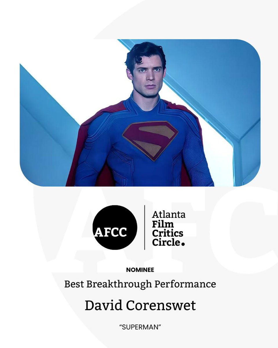 ATLFilmCritics's tweet image. Who will win the AFCC award for Best Breakthrough Performance, David Corenswet, Miles Caton, or Chase Infinity? The 2025 Atlanta Film Critics Circle Awards will be announced on Wednesday, December 3, 2025. #AFCC #ForTheLoveOfMovies #AFCCAwards #AFCC2025Awards