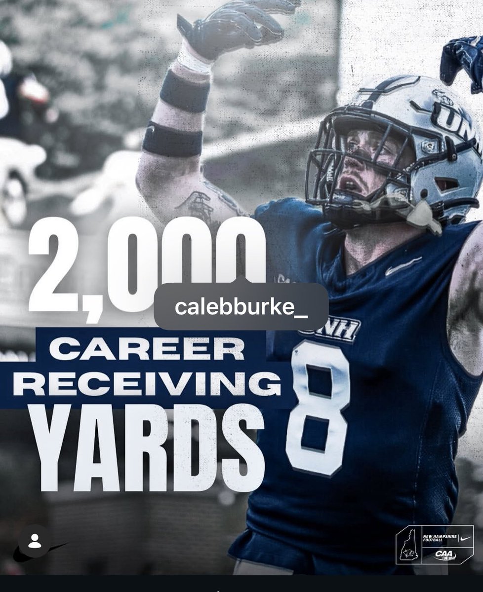 UNHCatClub's tweet image. Congratulations to @calebb_12  for reaching 2,043 Career Receiving Yards after this 2025 season⚪️🔵
@UNH_Football
