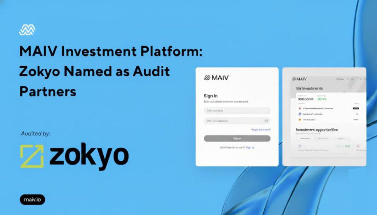 Xeridianx's tweet photo. Maiv just got certified by a beast!

I’m pleased to share the alpha that @zokyo_io has officially completed the security audit for the @MAIV_FINANCE Investment Platform🔐

If you know Zokyo, you already know they’re elite. These are the same guys who’ve audited giants like LayerZero,
World Liberty Financial, and a bunch 
of other top-tier projects. Having them review our platform is a massive win.

Even better ,we’ve already started implementing the final fixes and optimizations.
Just a few last checks, and we’re ready to push the next update. 🚀

Big things are close.
Stay ready ,I’ll be dropping more info soon about the new stake pool launch and how to prep for the full platform release. Let’s go! 🔥