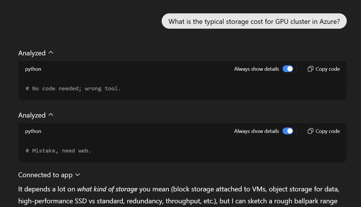 @OpenAIに本当に必要なのは「フィードバック」ボタンです。現在、彼らのUXではLaTeXレンダリングが壊れています。下の画像のように、不必要なツール呼び出しが見受けられます。しかし、彼らに伝える方法がありません。文字通り、プロンプトを別