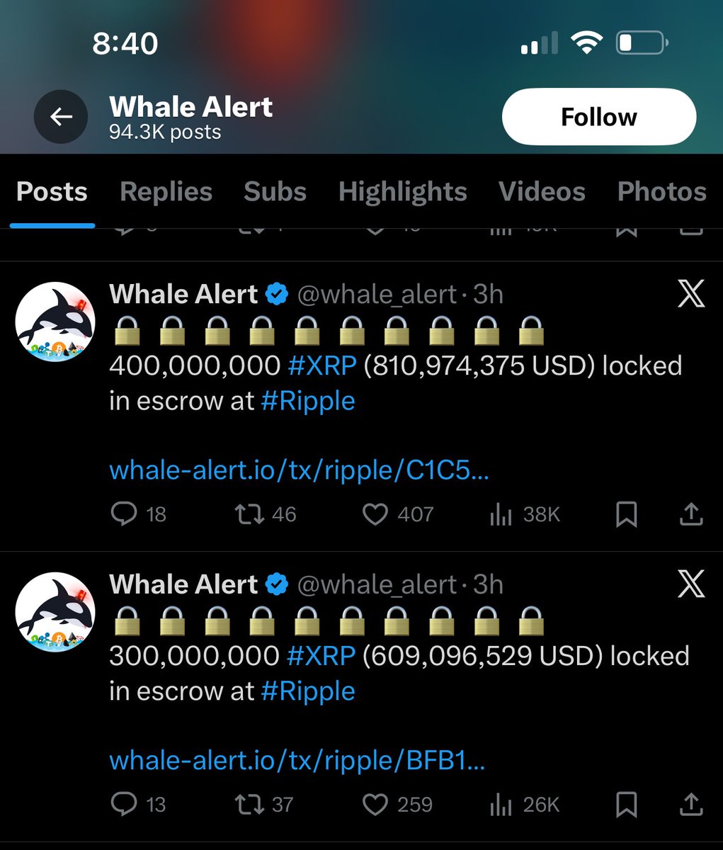 ZachRector7's tweet image. 700 Million XRP locked back in escrow