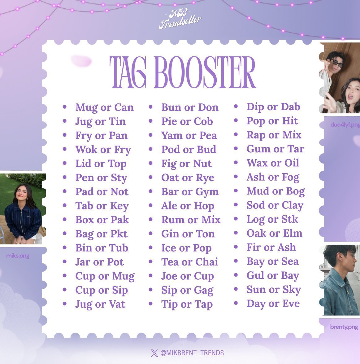 ONE THOUSAND REPLIES CHALLENGE 

Be reminded of the TP rules and include our tagline with pictures. Thank you, MENTies!

• No numbers   
• No emojis
• No all caps  
• At least three words per tweet  
• Engage with big accounts 

MIKBRENT NET MAKABATA STARS