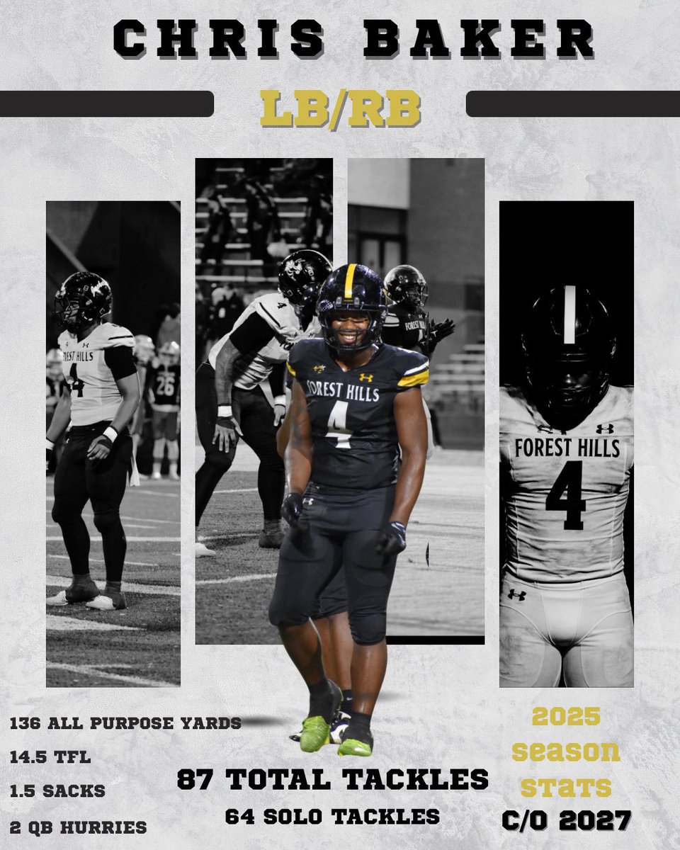 COMPLETE STATS 
🎓:2027
📚:4.4 GPA
📏:6’0
💪🏾:215 lbs
🥇:All Conference

 <a href="/CoachDeese/">Jammie Deese</a> <a href="/TreyonGrace_/">TreyonGrace</a> <a href="/pepman704/">Matt Morrow</a> <a href="/ForestHillsFBNC/">Forest Hills Football</a> <a href="/CoachDupont/">Jon Dupont</a> <a href="/lgware/">lance ware</a> <a href="/ulundanbaker/">Ulundabaker</a> <a href="/UCHOOPS/">Union County Hoops, Football, Baseball & Softball</a>