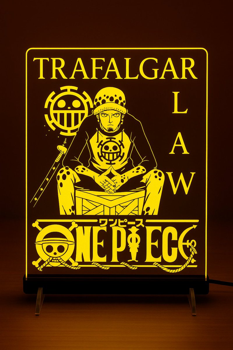 ac_des1gns's tweet image. Custom laser engraved acrylic LED sign of Law from &quot;One Piece&quot;! #cncidea #projectidea #cncproject #ONEPIECE