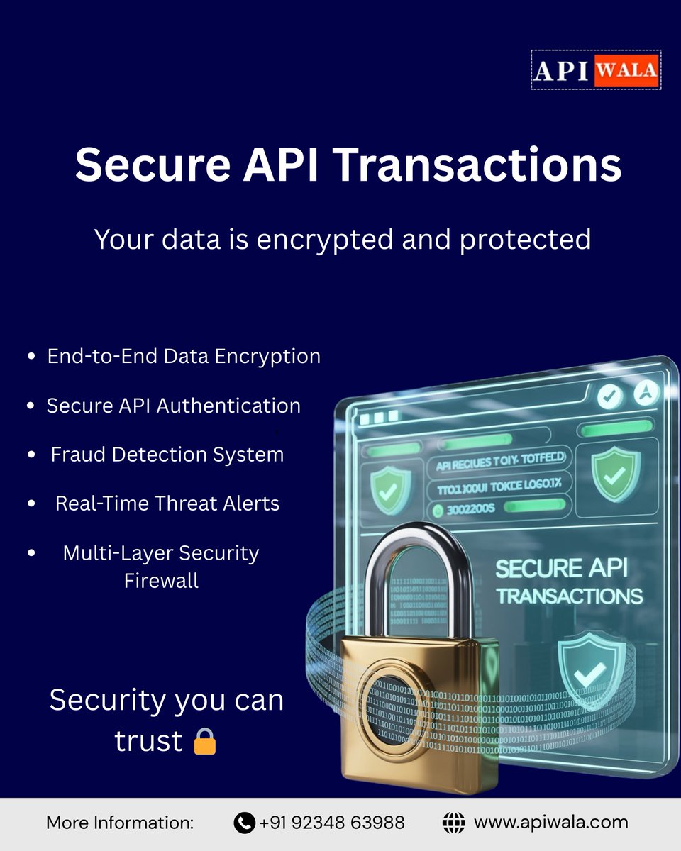 apiwala's tweet image. 🔐 Secure API Transactions by APIWALA
Your data stays encrypted, protected &amp;amp; safe at every step.

🌐 apiwala.com
📞 +91 92348 63988

#APIWala #APISecurity #DataProtection #FintechSecurity  #CyberSecurity #EncryptedData