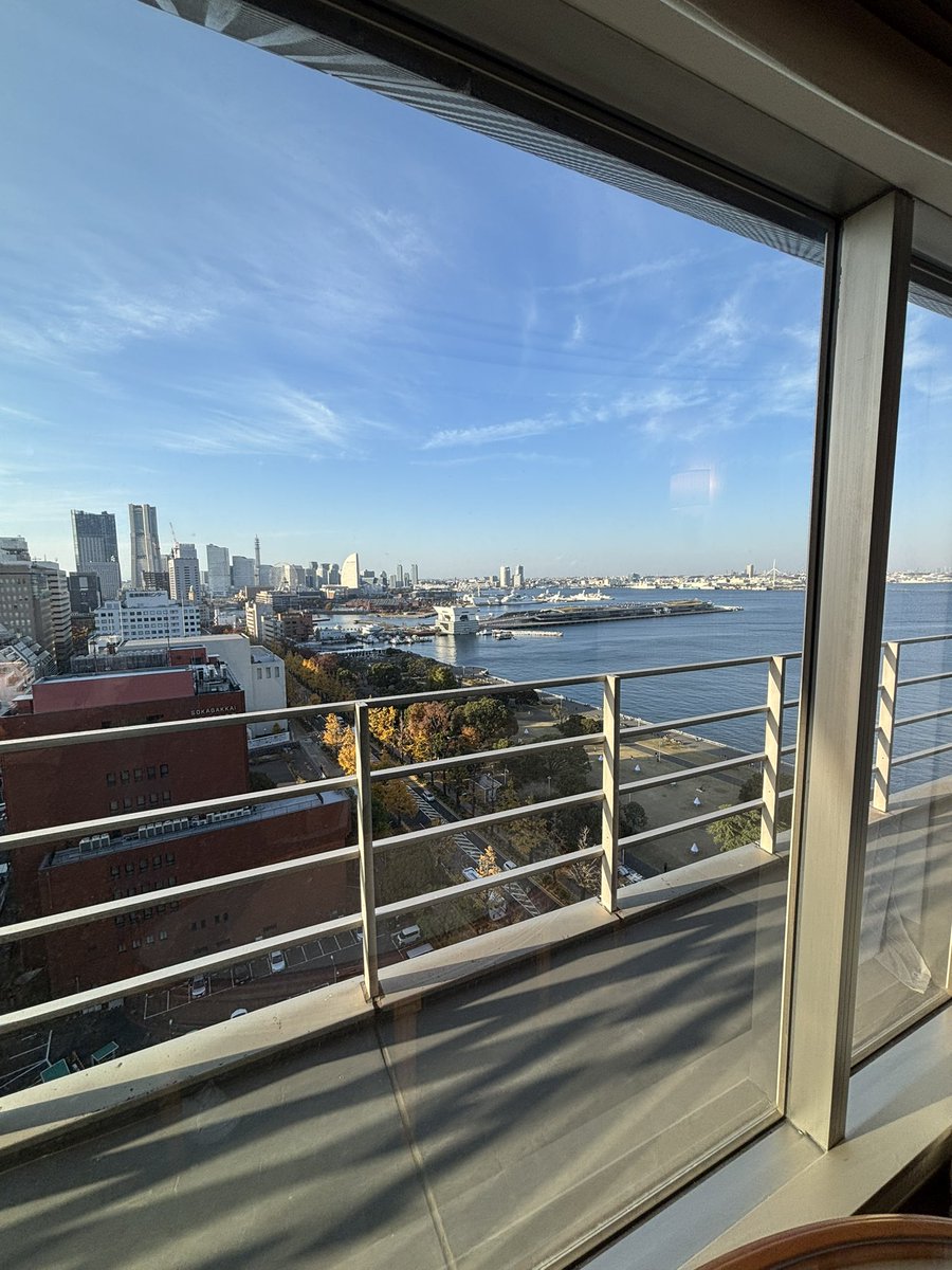 YAPC::Hakodate 2024のベストスピーカー賞の副賞でいただいた宿泊券で横浜のホテルニューグランドに泊まりました。上から見る横浜もいいね！
#yapcjapan