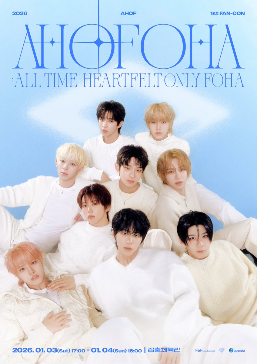 AHOF_official's tweet image. [📢] 2026 AHOF 1st FAN-CON &amp;lt;AHOFOHA : All time Heartfelt Only FOHA&amp;gt; 

📍 장충체육관

📅 DATE
2026년 1월 3일 (토) 5:00PM [KST]
2026년 1월 4일 (일) 4:00PM [KST]

🎫 TICKET
KOR : bit.ly/444tcNj
ENG : bit.ly/442J6YB
CHN : bit.ly/444aGEK
JPN :…