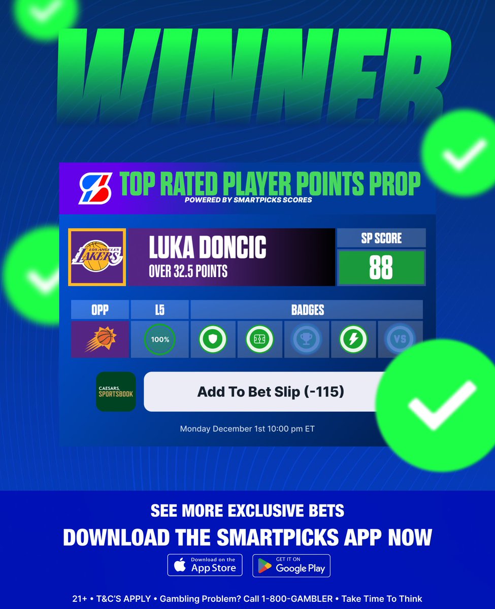 flashpicks's tweet image. BANG ✅✅

Both NBA plays cash to make it a CLEAN SWEEP from @SmartPicksPro! 🧹 🧹🧹

Drop a ❤️ if you cashed some tickets!