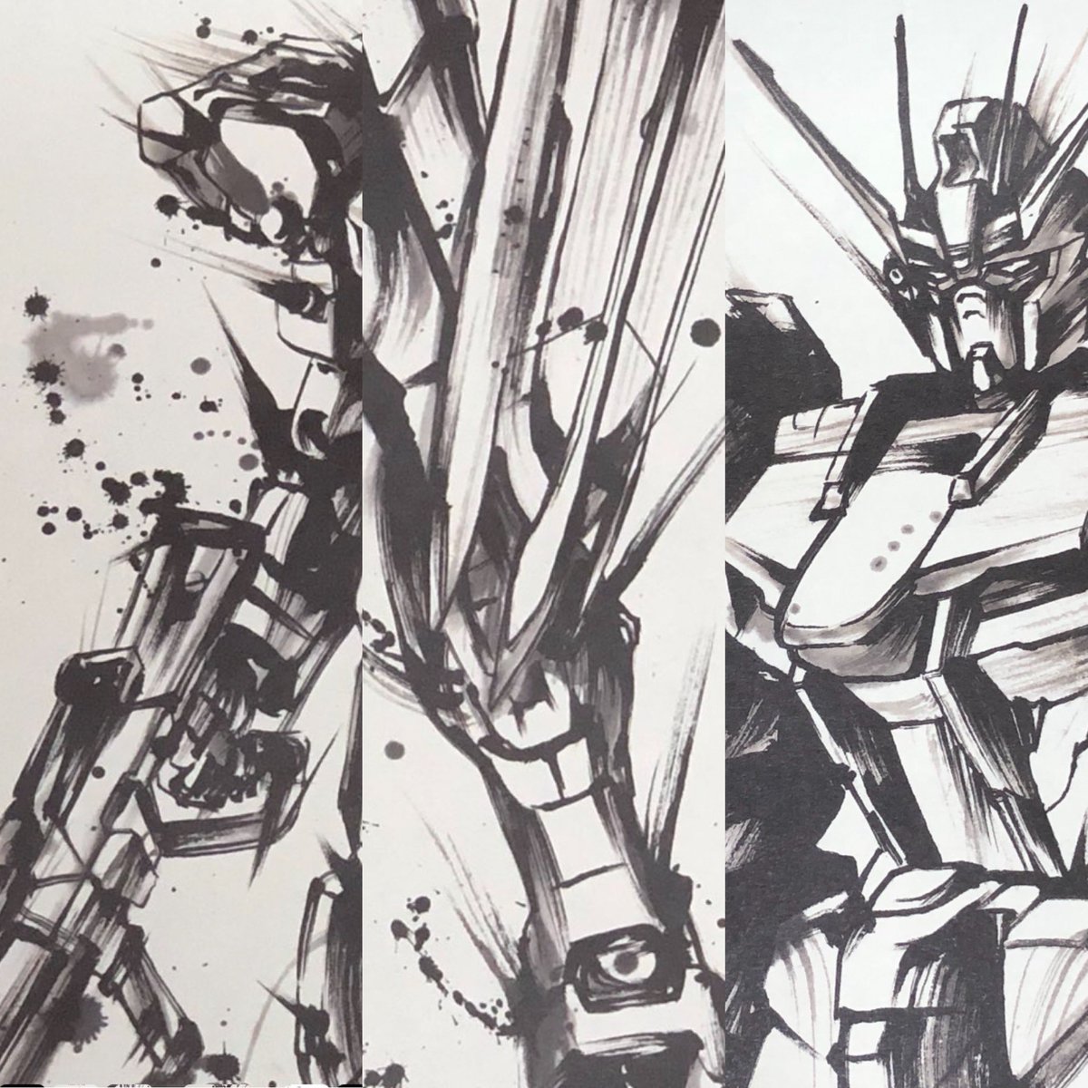#茂本ヒデキチ
#墨絵  #墨絵アーティスト
#ストライクガンダム