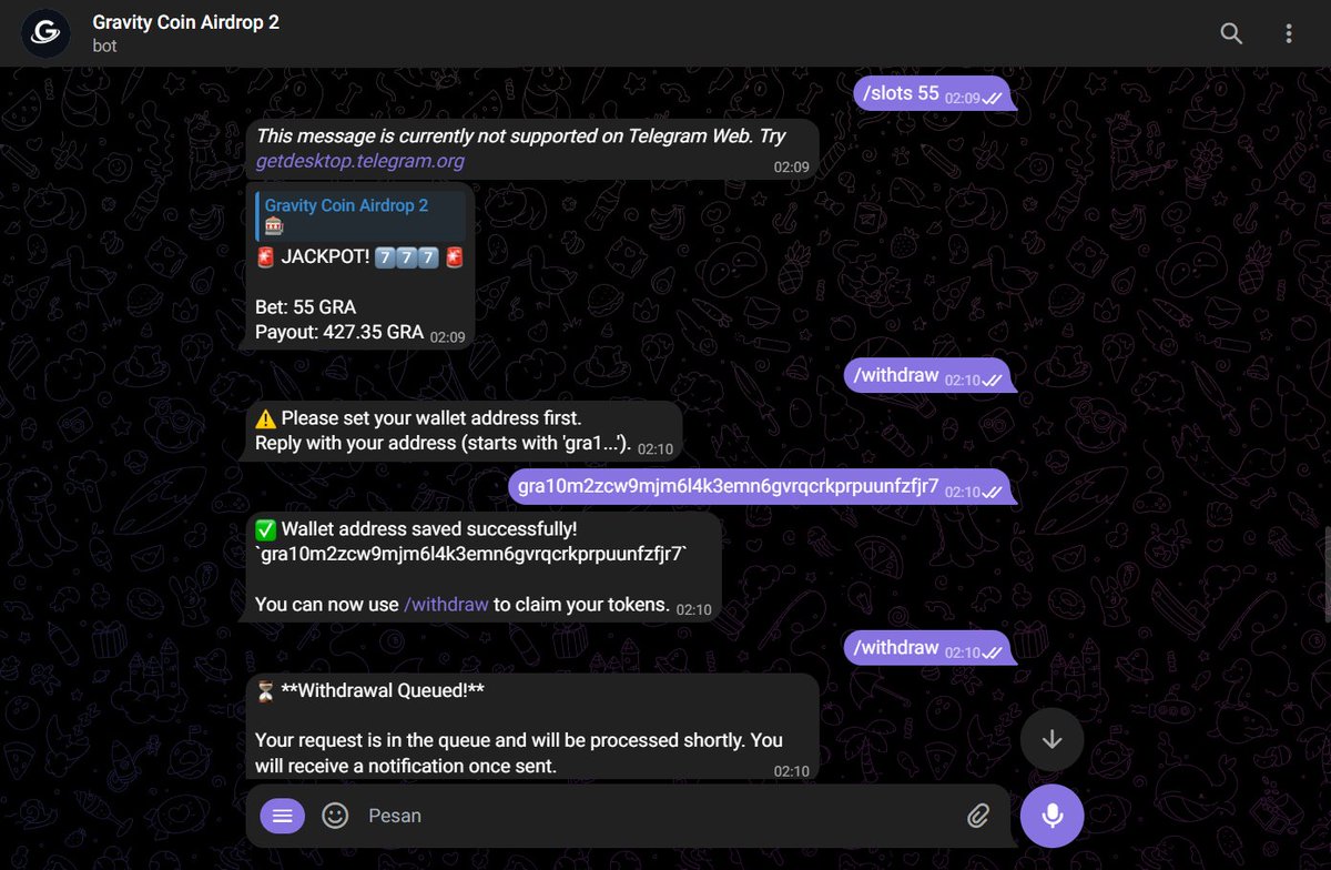 popror099's tweet photo. @gogravitycoin not land balance 427.35

📷 *Withdrawal Successful!*  TxID: `c2a20093abdf55cbeba0ebee70d814ccb2f836f6e9146f01299095d432ac9c76`  Check explorer: https://t.co/3WjUs2sedN https://t.co/kXh6l3ur2X