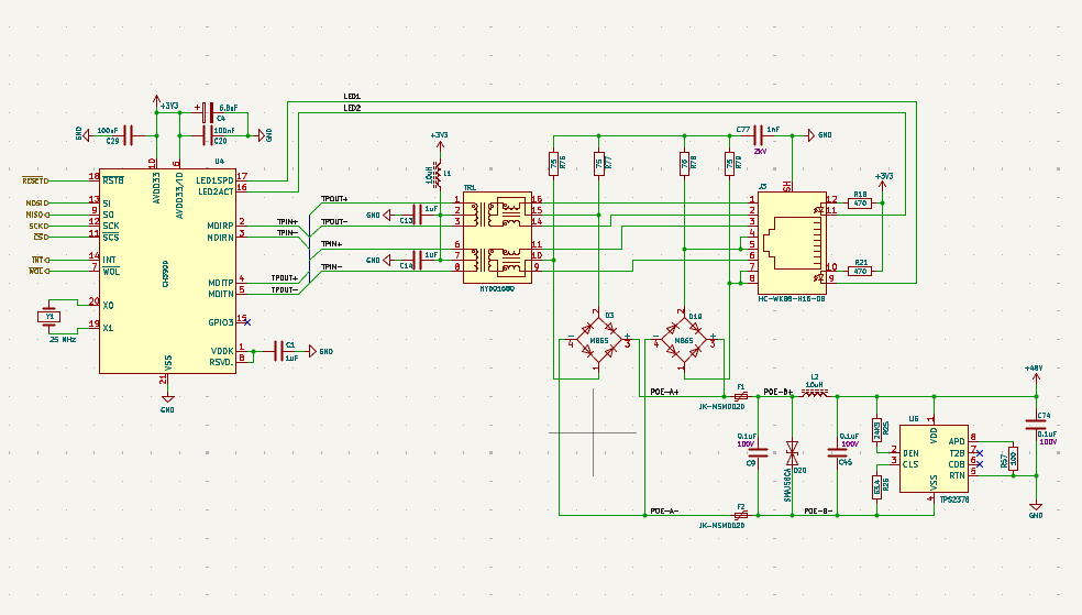 8bitgeek's tweet image. 🤓 Welp, nerd frens, I&apos;m running with this design. I just tidied it up a bit and annotated a few power wires for router classification. There isn&apos;t an open-source RTOS device driver for CH390D, only for Linux, so I&apos;ll publish an open source RTOS device driver after testing.