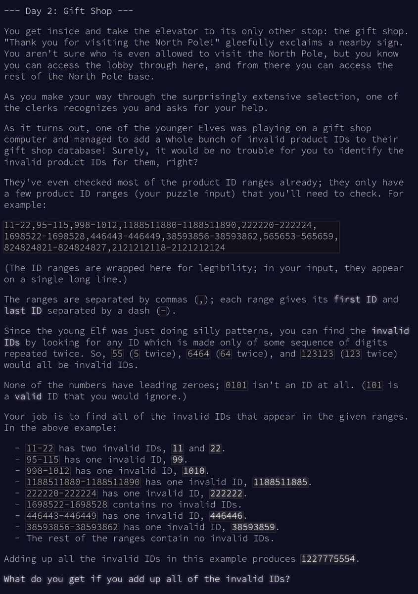 AstraKernel's tweet image. 🎄 Advent of Code - Day 2 challenge is here

- Solve the problem in Rust and share your solution

adventofcode.com/2025/day/2